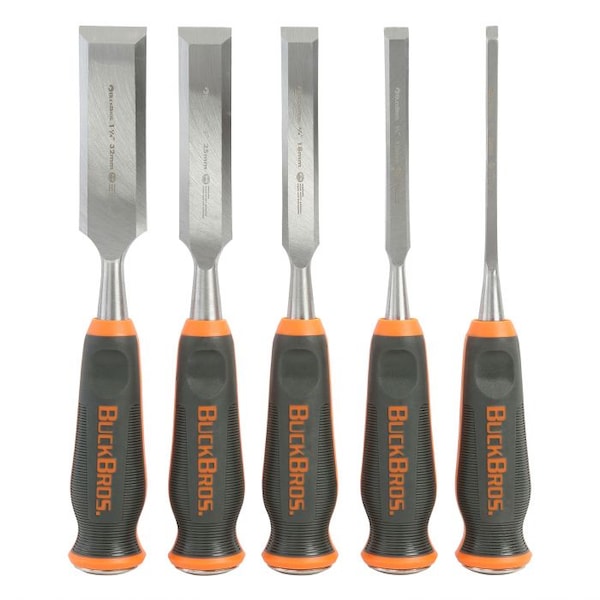 Buck Brothers 5 Piece Comfort Grip Wood Chisel Set, 3/4 in, 1/2 in, 3/4 in, 1 in 74750 - main